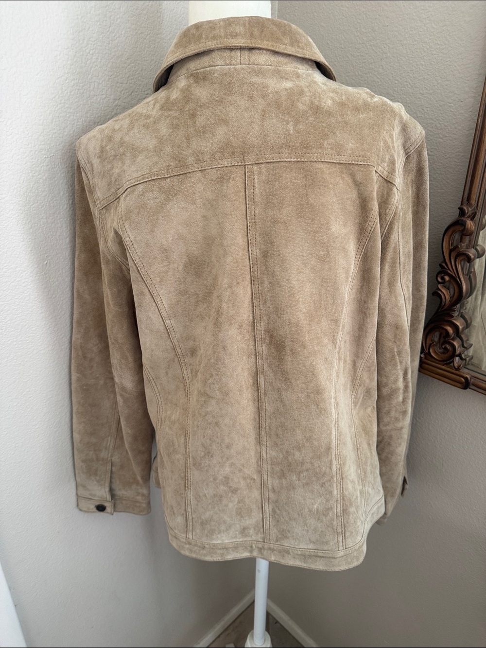 Fabio Women's Suede Leather Button-Front Jacket - Tan size XL - Picture 4 of 14